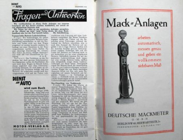 "Dienst am Auto" Gasstation-Magazine 1931 Braunbeck Motor-Verlag (6888)